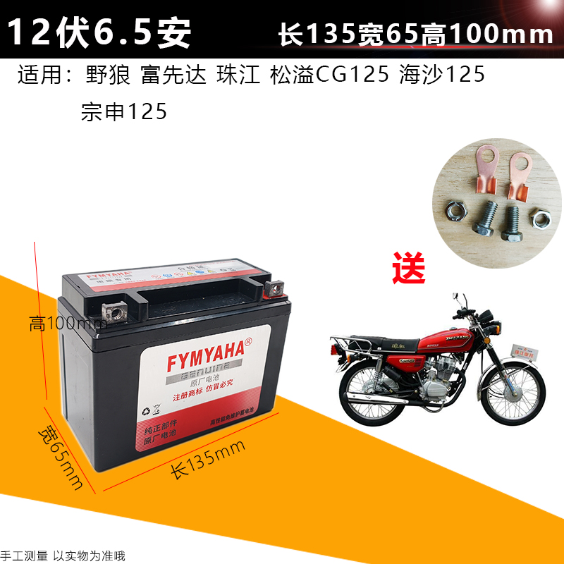 雅马哈125骑跨摩托车电瓶12V7A9A蓄电池助力踏板车干电池免维护