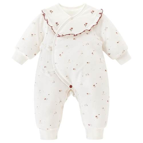 【绒朵棉】新生儿宝宝夹棉抗菌和尚服婴幼儿加厚保暖冬季哈衣棉服