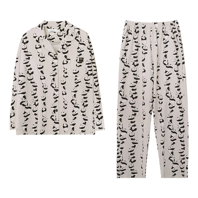 贝妍春秋季可爱熊猫长袖情侣睡衣