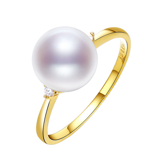 海蒂珠宝 重明 深海南洋澳白珍珠戒指女18K金钻石 带维纳斯大证