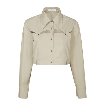 GUUKAHERO长袖衬衫镂空漏腰