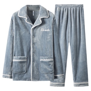 睡衣男款冬季珊瑚绒2025新款加绒加厚男士秋冬款法兰绒家居服套装