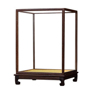 红木宝笼玻璃罩工艺品古董文玩防尘罩佛像花瓶摆件透明展示盒定制