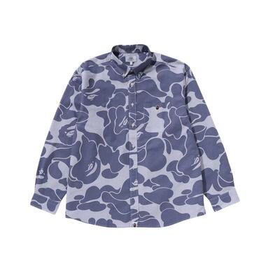 BAPE刺绣标迷彩条纹图案长袖衬衫