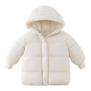 马克珍妮男女童三防中长款羽绒服红色儿童保暖羽绒宝宝冬241196-1