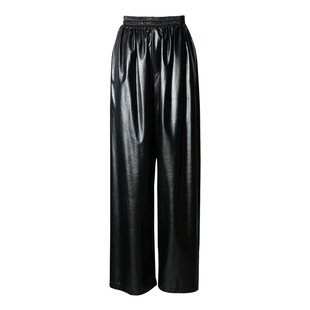 Mogas秋冬炸街裤 甄选爆款裤型定制环葆pu皮褶皱肌理感阔腿皮裤女