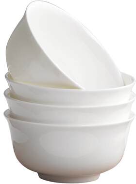 陶瓷碗家用10只唐山白色吃饭组合