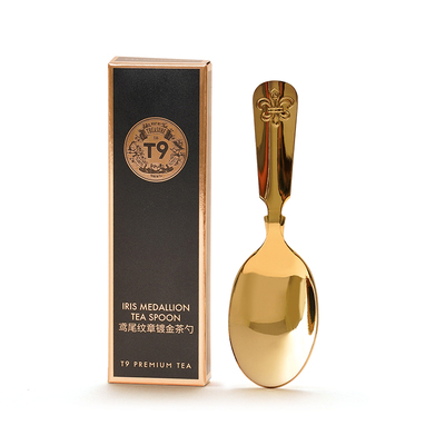 T9鸢尾纹章镀金茶勺304不锈钢