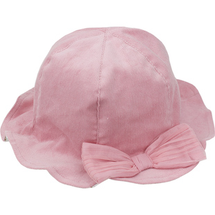 女宝宝帽子春秋薄款洋气纯棉瓜皮灯芯绒休闲儿童小孩女童渔夫帽子