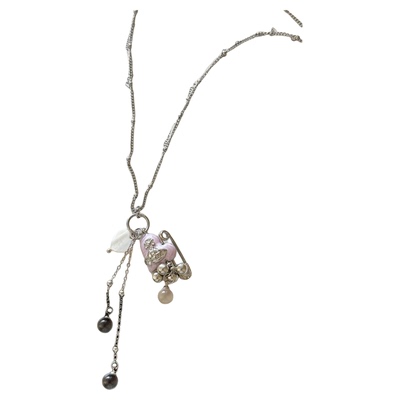 西太后爱心吊坠流苏钛钢甜酷项链