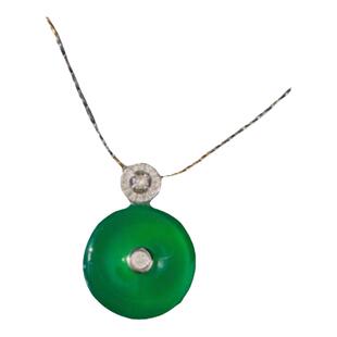 石英质玉糯冰种水沫玉平安扣项链 幂幂同款 绿玉髓 玛瑙葫芦耳环