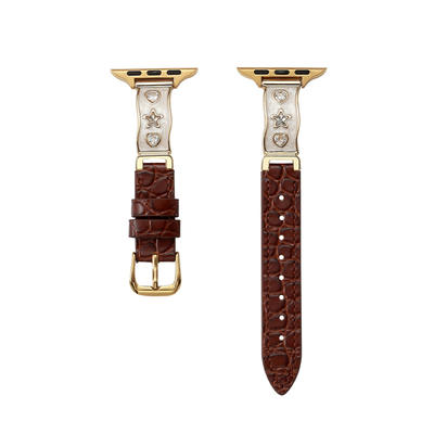 适用小米9pro表带鎏金鳄鱼纹真皮