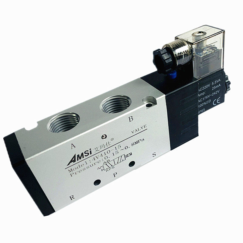 电磁阀4V410-15气动气缸控制换向阀控制阀气阀4分口径AC220VDC24V