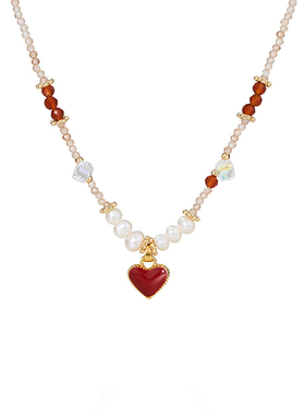 AJIDOU阿吉豆项链爱心女珍珠首饰