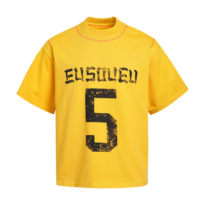 「EU」明线做旧印花复古宽松T恤