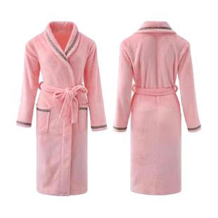 2025新款秋冬加厚法兰绒情侣长款可爱珊瑚绒睡衣男女睡袍睡裙加绒