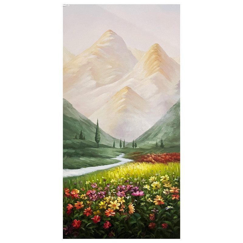 手绘沙发背景墙金山田园挂画