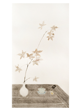 是名一鹿花卉枫叶家居挂画清新