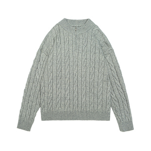 GOGOSOON老钱风半拉链麻花毛衣男新款2025秋冬内搭加厚套头针织衫