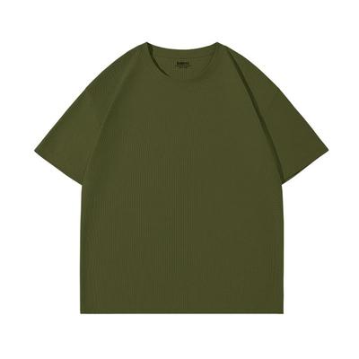 班尼路男款军绿色华夫格短袖t恤