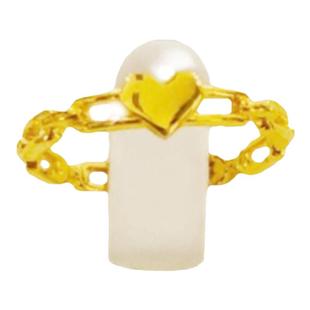 环环相扣爱心戒指 女ins风心形几何链条纯银镀黄金色指环桃心礼物