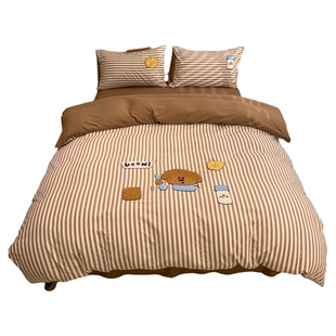 秋冬毛巾绣被套四件套非全棉纯棉2025新款1米5床单卡通床笠三件套