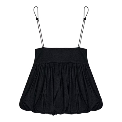 细吊带蓬蓬设计气球版型卡扣上衣