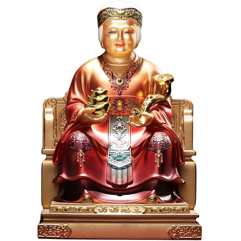 翡铜彩土地公婆神像福德正神土地财神佛像土地庙供奉土地爷爷奶奶