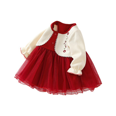 女宝宝周岁礼服秋冬女童公主裙