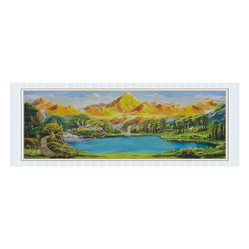浮雕描金背靠金山聚宝盆装饰画