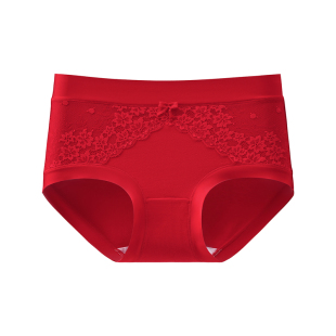 芬腾女士内裤抗菌纯棉裆中腰透气三角裤红色本命年结婚全棉短裤头