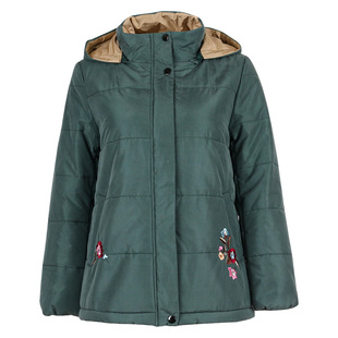 中老年妈妈女装冬装新款桑蚕丝加厚保暖棉衣外套时尚连帽棉服上衣