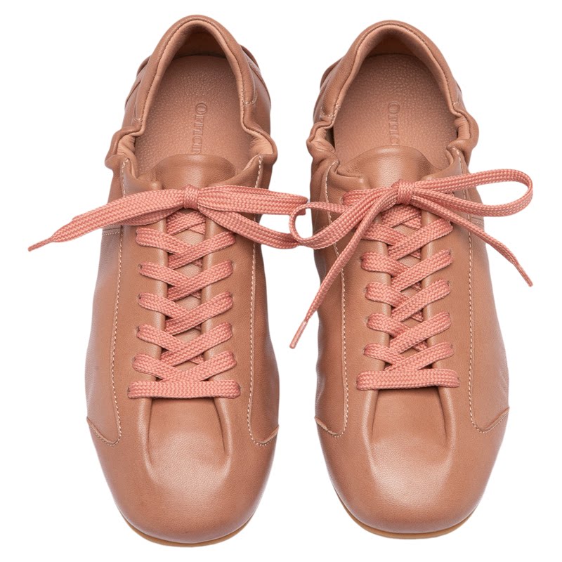 OFFICINE CREATIVE复古休闲拼接系带抽褶皮革平底鞋 Ballet 102