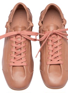OFFICINE CREATIVE复古休闲拼接系带抽褶皮革平底鞋 Ballet 102