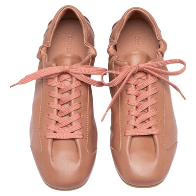 OFFICINE CREATIVE复古休闲拼接系带抽褶皮革平底鞋 Ballet 102