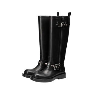 王玉雯吴艳妮同款|BREADTREE面包树铆钉装饰高筒机车靴扣带长靴