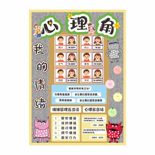 班级心理角布置小学生幼儿园教室心理健康装饰疏导挂图文化墙贴
