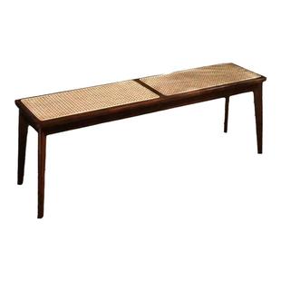 昌迪加尔椅子藤编长条凳家用实木餐椅日式原木长板凳床尾凳换鞋凳