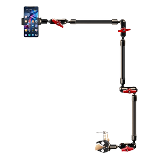 多功能铝合金俯拍直播支架桌面金属悬臂扩展夹子头万向调节伸缩升降拍摄手机ipad平板通用支撑固定夹架子