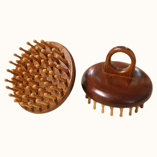 圆盘指环插齿护发梳头皮按摩梳刷头洗头疗刮痧经络刷全身通用檀木