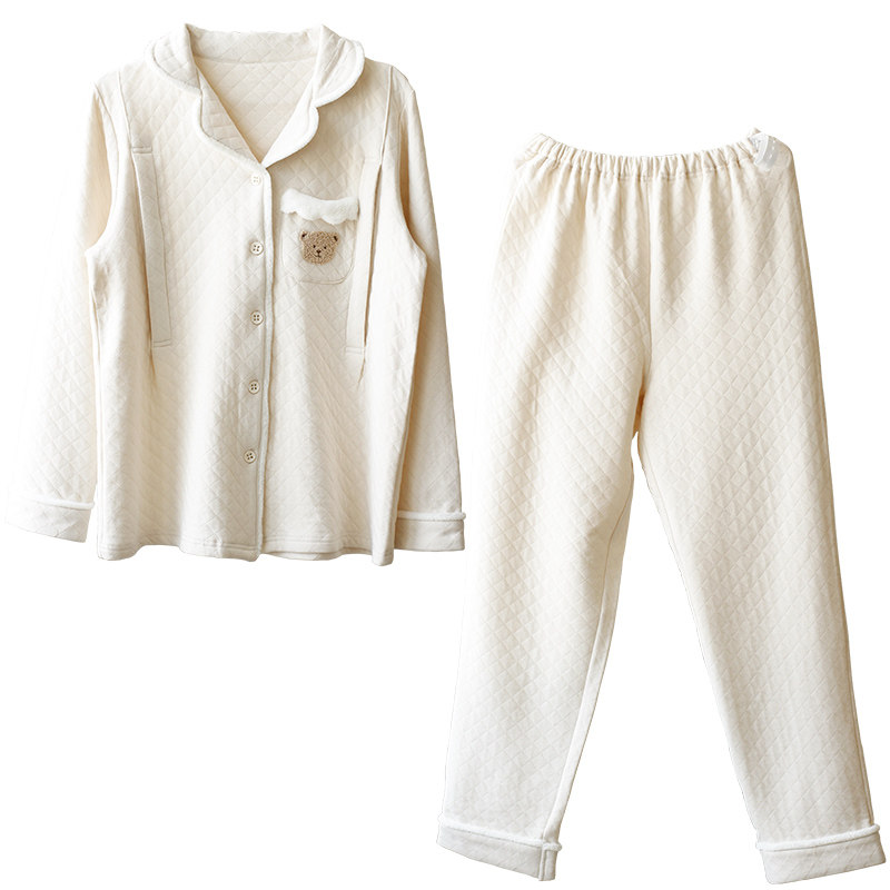 家时光月子服冬季产后加厚空气棉孕妇哺乳睡衣产妇专用待产家居服