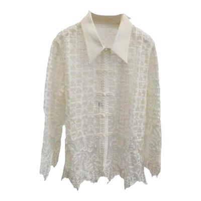 通勤2024秋衬衫休闲时尚长袖绣花