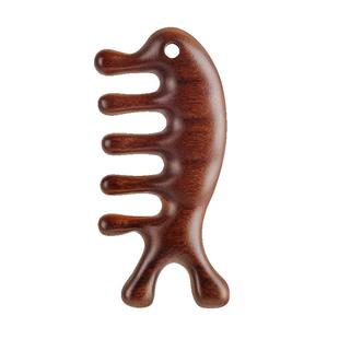 金丝檀木海豚按摩梳头皮七齿经络梳实木梳女家用头疗养生疏通神器