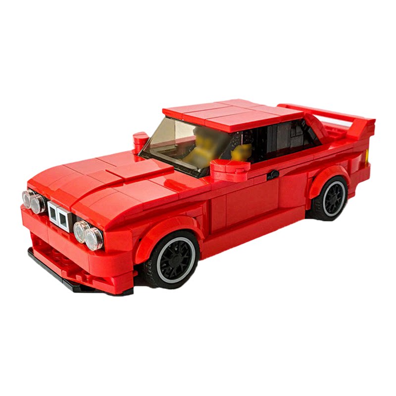 创意宝马M3E30红色汽车积木玩具