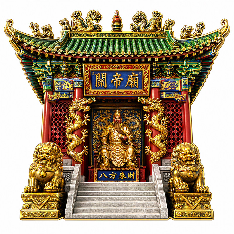 关帝庙忠义石狮磁吸冰箱贴