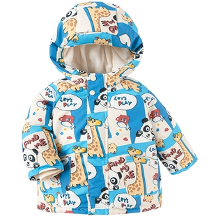 巴拉巴拉宝宝羽绒服男童韩版外套冬装新款童装婴儿加厚中长款连帽