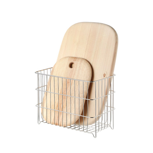 霜山304不锈钢收纳筐大号砧板收纳鸡蛋面包储物篮浴室台面杂物篮