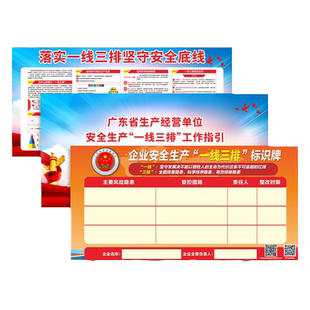 佛山市南海区企业安全生产一线三排标识牌广东应急管理厅宣传海报风险隐患整改坚守安全底线信息户外贴纸定制