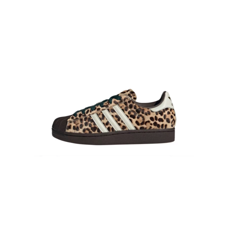 Adidas三叶草豹纹贝壳头板鞋