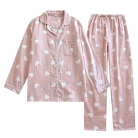 女純棉雙層睡衣春秋家居服
